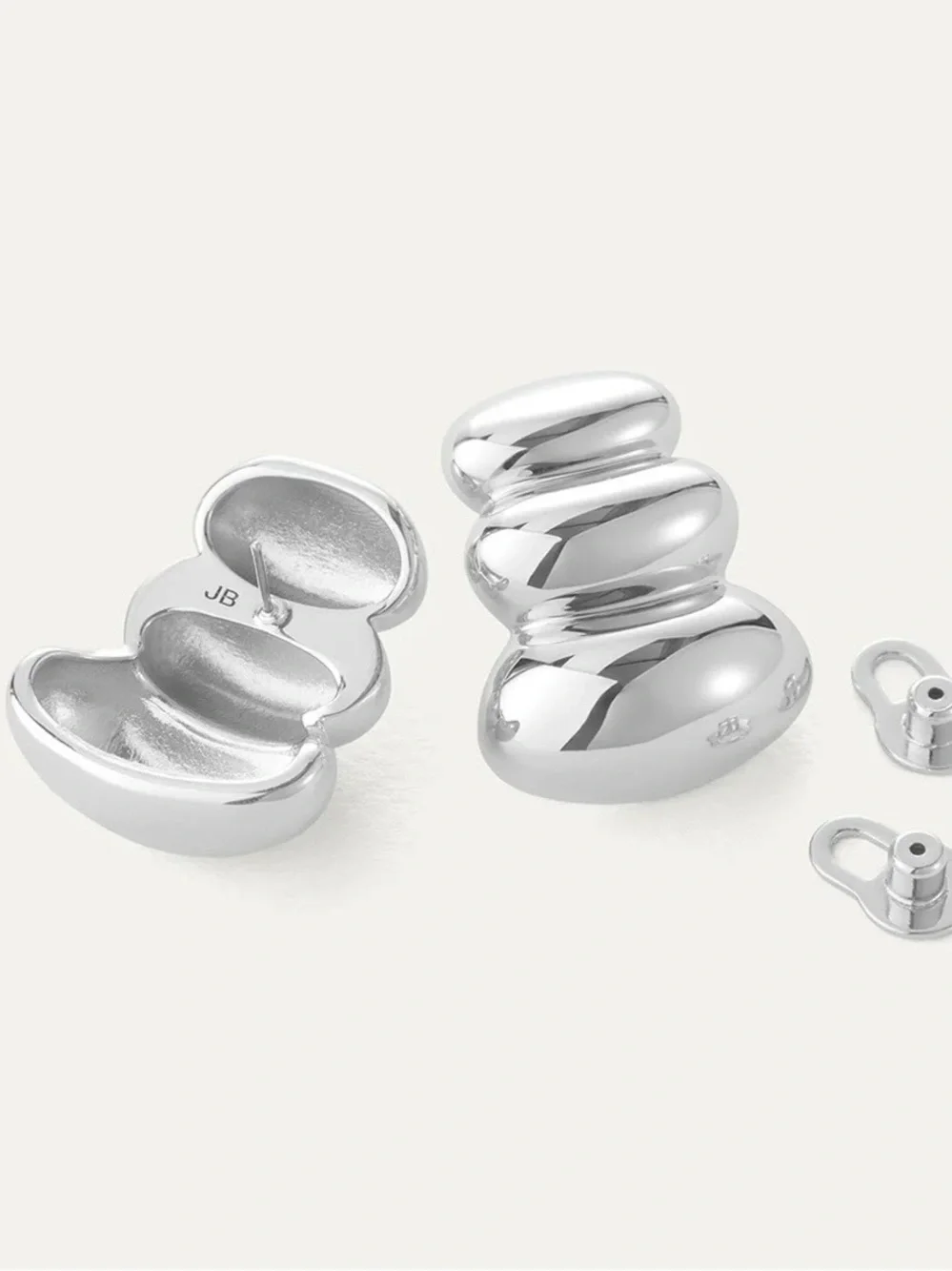 Jenny Bird Polished Silver Statement Earrings - Picture 2 of 4